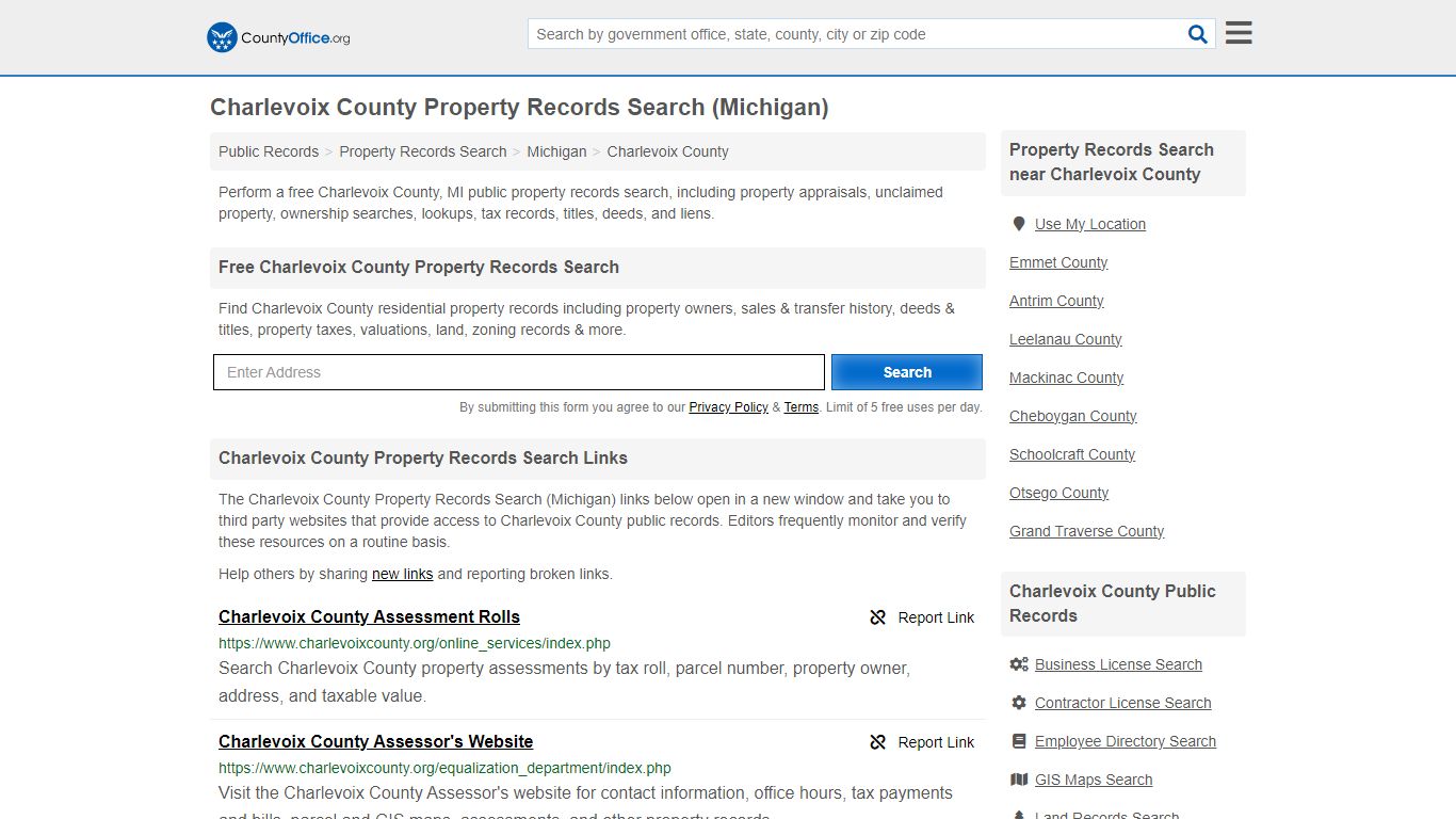 Charlevoix County Property Records Search (Michigan) - County Office